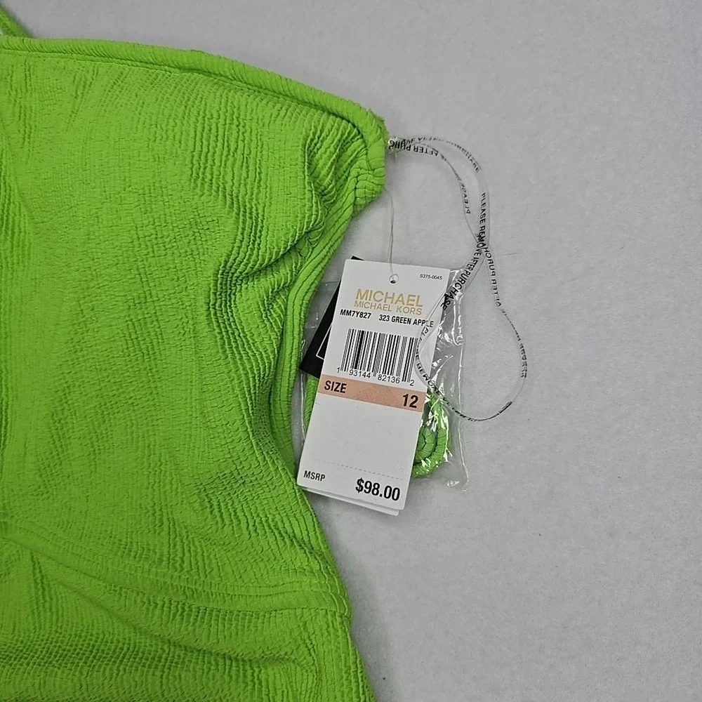 Michael Kors Size 12 One-Shoulder‎ Side-Cutout Swimsuit Green One Piece New